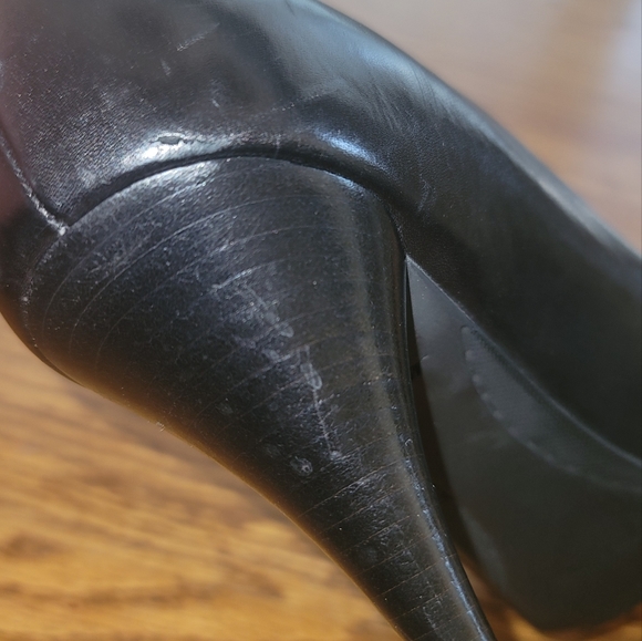 Louis Vuitton Black Genuine Leather Logo Peep Toe Sandal Shoes Pumps Heels - Picture 13 of 16